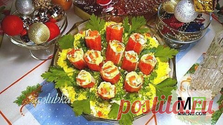 Новогодний Букет из крабовых палочек - кулинарный рецепт. Миллион Меню