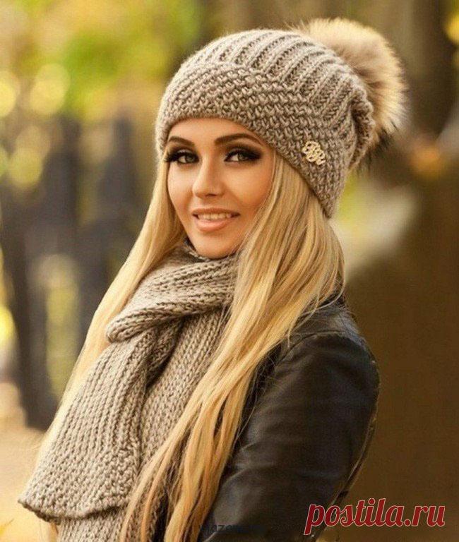 Комплект спицами — шапка и шарф | Вязана.ru