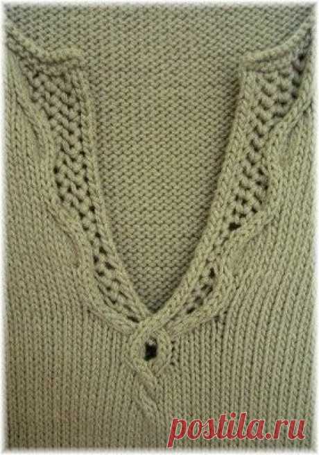 pretty leaf edging used as button holes sweater detail knitting