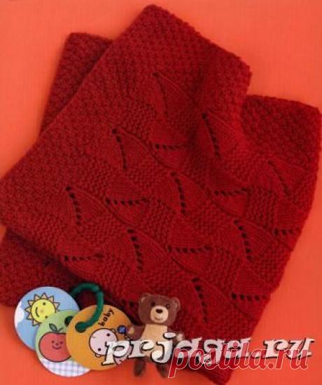 Схема вязания детского пледа спицами геометрическим узором