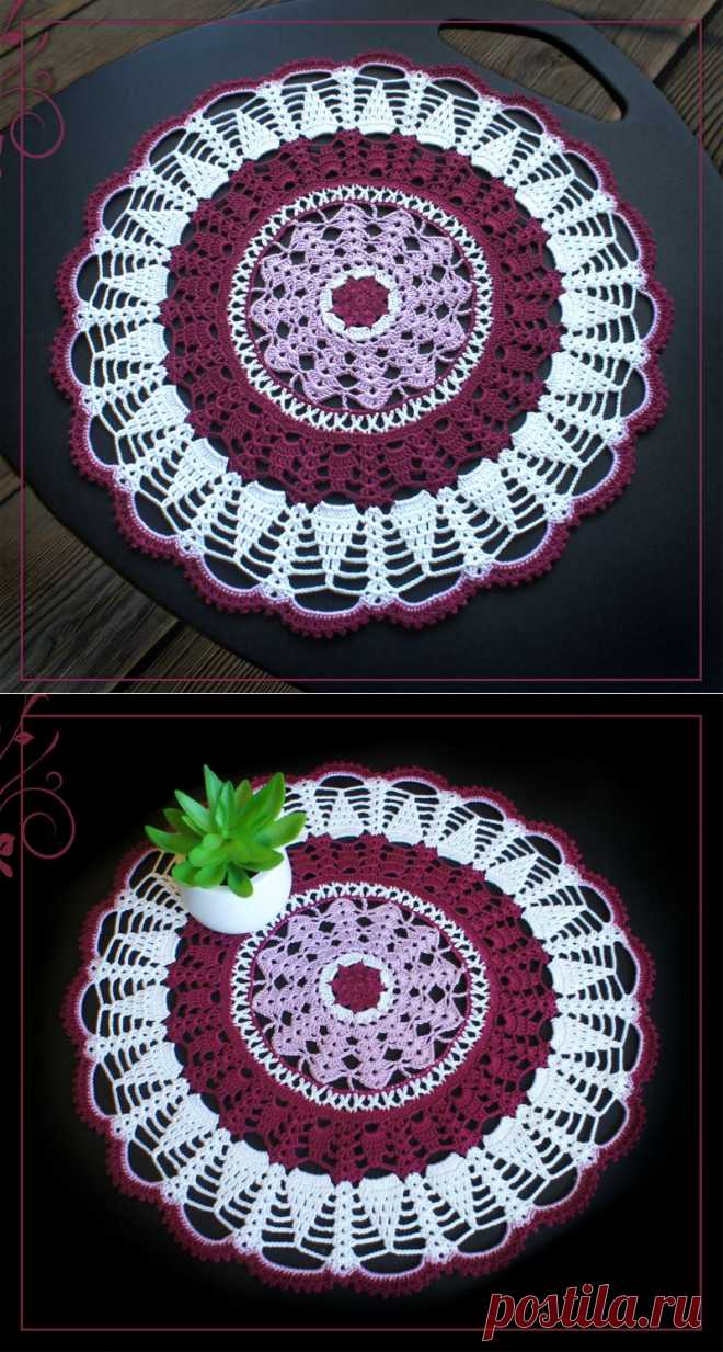 Салфетка Вишневая и схема вязания | Уютный домик