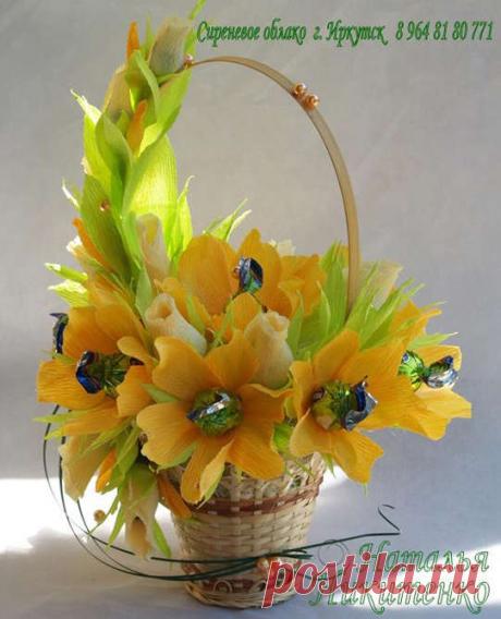 Мастер-класс цветок КОСМЕЯ из конфет - Buket7.ru