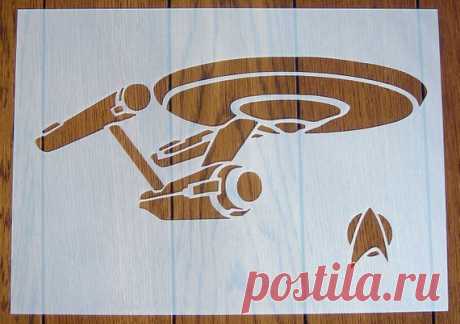 Starship Enterprise Star Trek Stencil Mask Reusable Polypropylene Sheet for Arts &amp; Crafts Starship Enterprise Star Trek mask/stencil. Genuine 350 micron Polypropylene Sheet  A machine cut, stencil/mask which can be used in a variety of ways to create unique backgrounds and decorations for your craft, mixed media, DIY and home décor projects.  Texture paste, inks, paints,