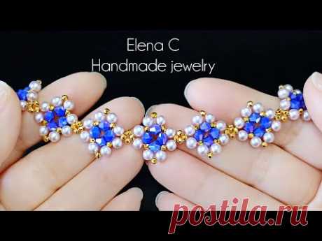 Beautiful Beaded Pearls Bracelet Tutorial Красивый Браслет из жемчужин и биконусов своими руками