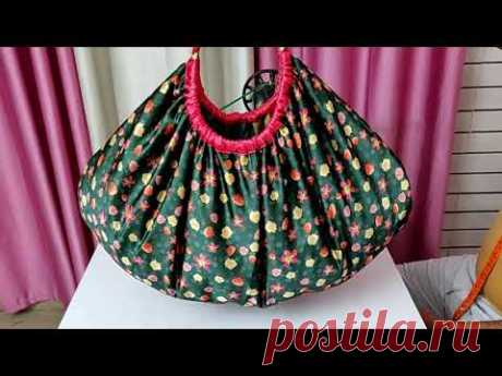 How to stitch Round handbag - DIY Tote bag - market bag / Ladies purse cutting and stitching