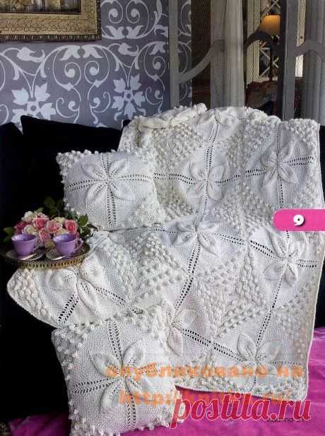 Плед спицами. Подборка из 17 схем вязаных пледов с описанием на knitka.ru. Бесплатно. из рубрики Вязание для дома. Вязание спицами модели и схемы на kNITKA.ru