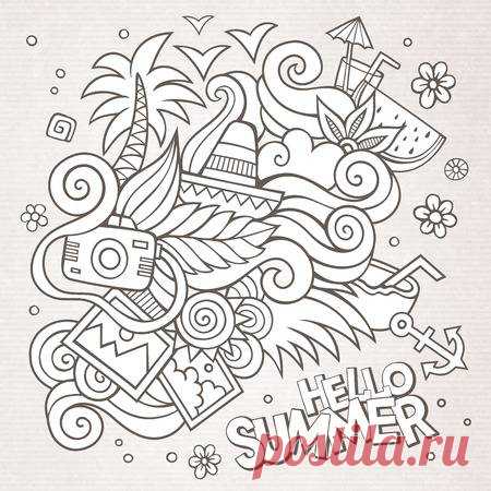 Doodles abstract decorative summer sketch vector background 123RF - Миллионы стоковых фото, векторов, видео и музыки для Ваших проектов.