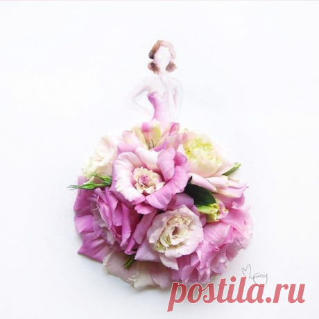Акварельные девушки в одежде из живых цветов | HandMade