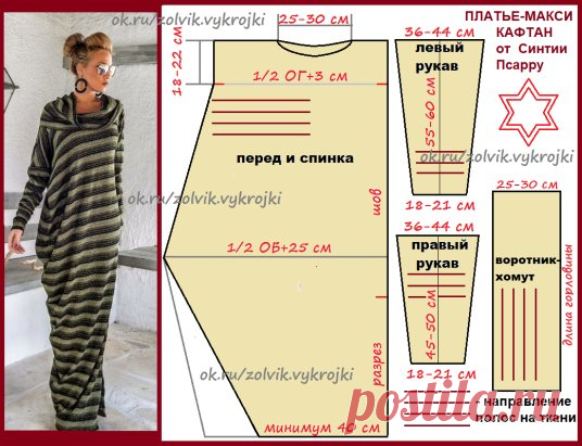 #выкройка ПЛАТЬЕ-МАКСИ КАФТАН от Синтии Псарру
#платья