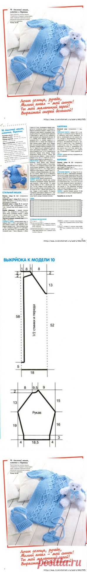 Спальный мешок, шапочка, варежки