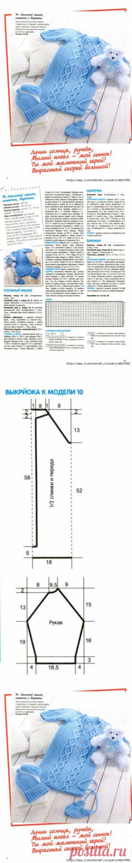 Спальный мешок, шапочка, варежки