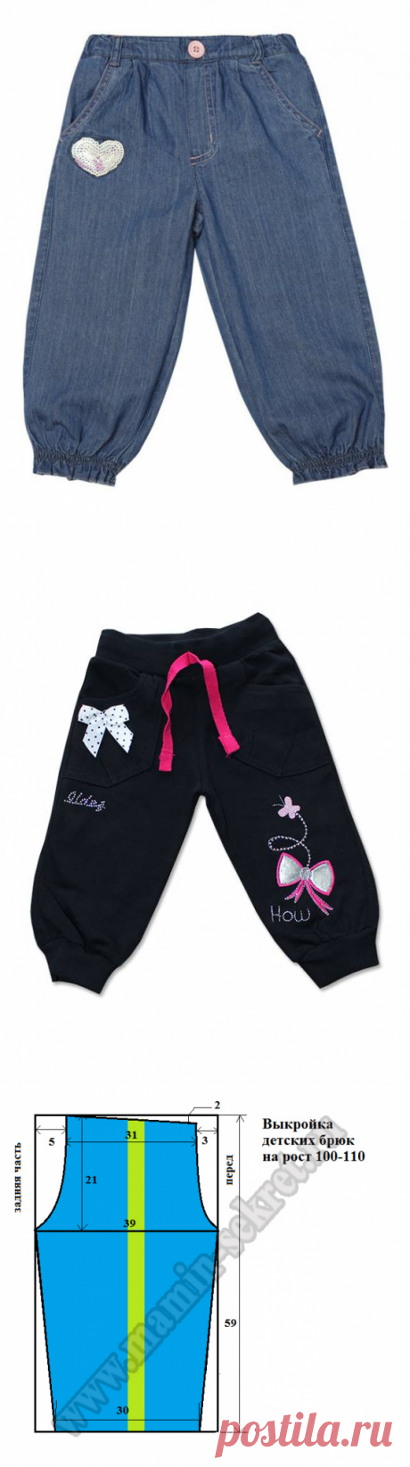 Выкройка брюк для девочки на 2 года и 12 лет с фото и видео
