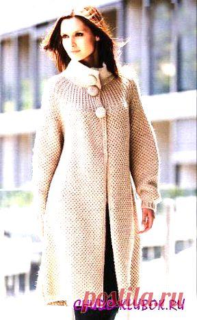 вязаное пальто спицами | ЧУДО-КЛУБОК.РУ