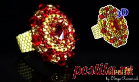 Beaded Ring with Swarovski. 3D Tutorial