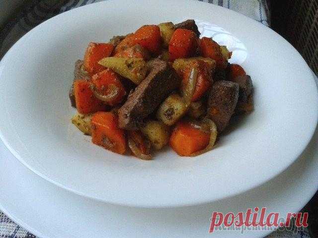 Печень с осенней тыквой и яблоками