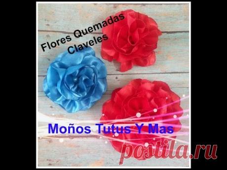 Como hacer FLORES QUEMADAS PAP Paso a Paso SATIN CARNATION FLOWERS Tutorial DIY How To
