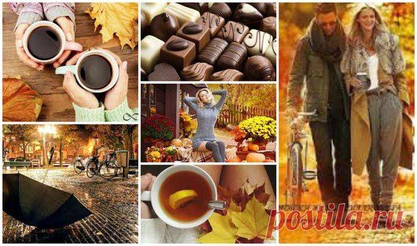 Осень -  кофе, вкус корицы, Сладкий сон, пушистый плед, Недописанность страницы, Шоколадно-желтый цвет… Осень -  это чай с лимоном, Постоянные простуды, Это куртка с капюшоном, И погодные причуды… Осень -  это ранний вечер, Звон натянутой струны, Это метеодиспетчер… В ожидании зимы…(с) / Медицина для всех