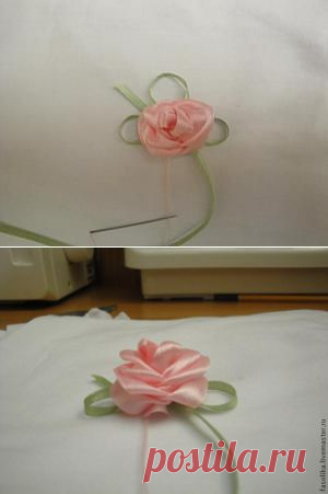 Розочка из атласной ленты за 1 минуту - Ярмарка Мастеров - ручная работа, handmade