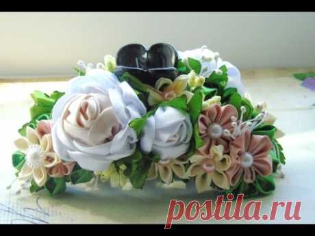 Заколка-краб для волос в технике канзаши, мастер-класс