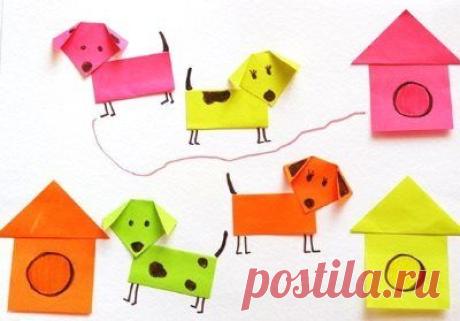 Оригами для малышей &quot;Щенок&quot; - Оригами - Семейный портал &quot;Сказка&quot;