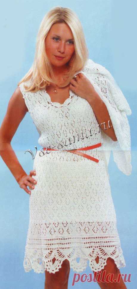 Платье и болеро белого цвета - Платья, юбки, сарафаны спицами