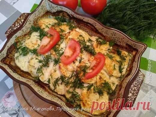 Кабачки с помидорами и куриной грудкой в духовке!