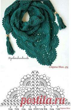 Шаль крючком.  Схема