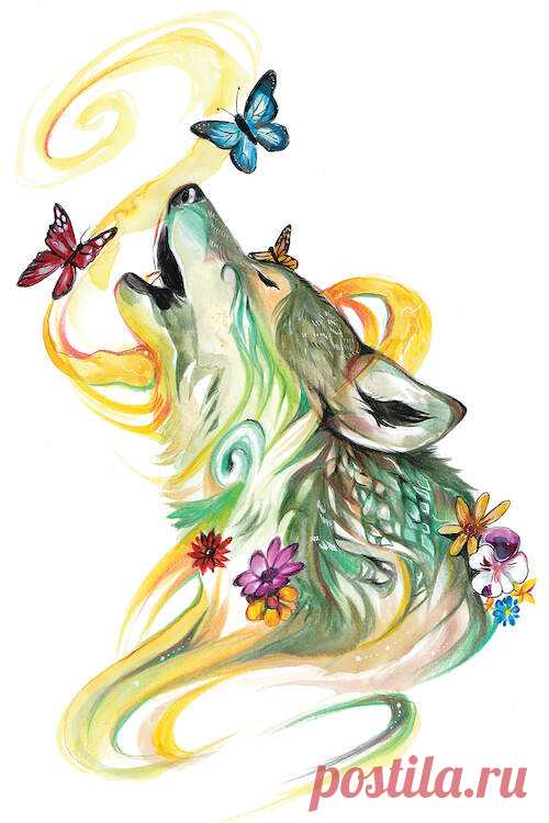 Season Wolf - Spring Art Print by Katy Lipscomb | iCanvas