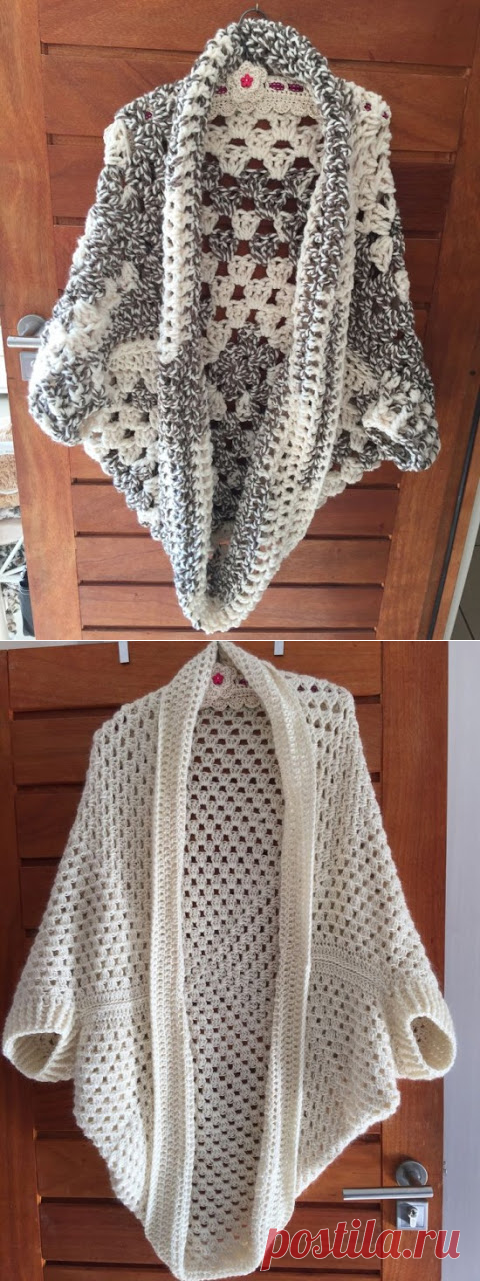 Irish crochet &: CROCHET GRANNY COCOON SHRUG