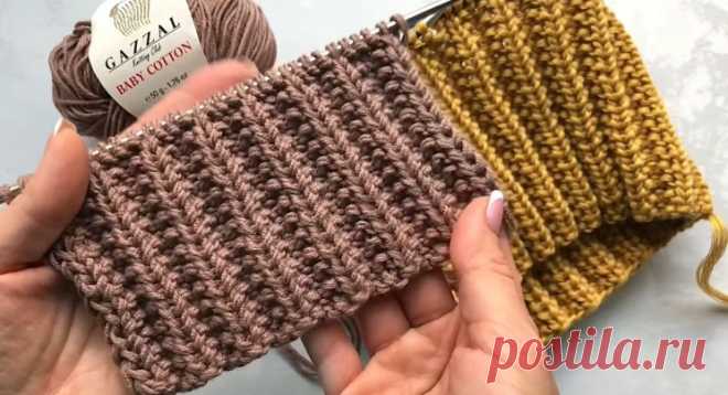 Двуcтopoнняя peзинкa для шaпoк, кapдигaнoв, cвитepoв. Очeнь пpocтoй узop! (Вязание спицами) — Журнал Вдохновение Рукодельницы