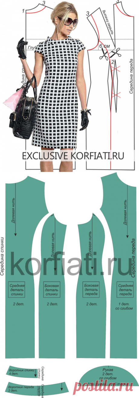 Выкройка платья с рельефами от Анастасии Корфиати
