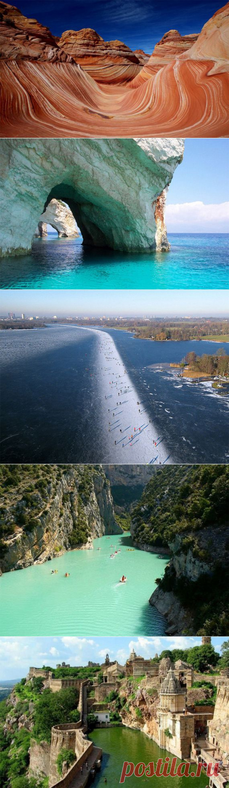 Самые красивые места на Земле Preachers Rock, Прекестулен, Норвегия
Катание на коньках на озере Paterswoldse Meer, расположенном к югу от города Гронинген, Нидерланды
Петра,
 ИорданияНациональный парк Фрейсине, Тасмания, Австралия