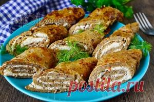 Рулетики из куриной, свиной или говяжьей печени с начинкой