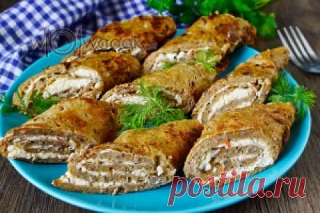 Рулетики из куриной, свиной или говяжьей печени с начинкой