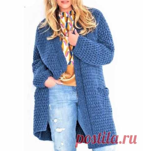 Эффектные кардиганы, связанные спицами, для пышных дам (с описанием вязания) | Идеи рукоделия | Яндекс Дзен