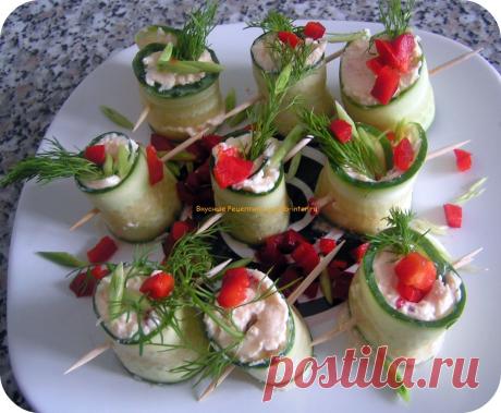 Роллы из огурцов. Рецепты овощных закусок с фото. | Вкусные Рецептики