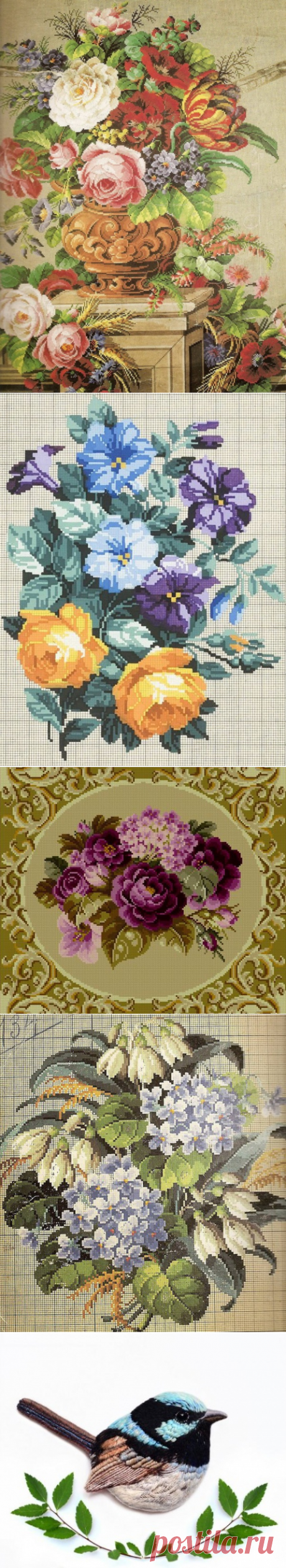 Шедевры вышивки крестом — очаровательные старинные схемы Petit Point