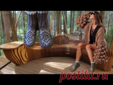 Носки тапочки спицами.#2025.