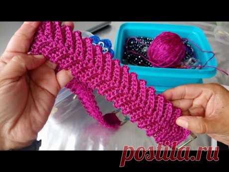 Asa Tejida a Crochet En Punto Espiga Para Bolsos Tejidos - YouTube