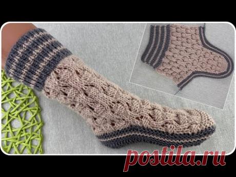 💥ШИКАРНЫЕ НОСКИ СПИЦАМИ!!! Подробный МК