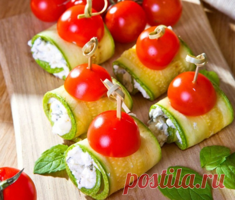 Рулетики из кабачков с сыром и чесноком