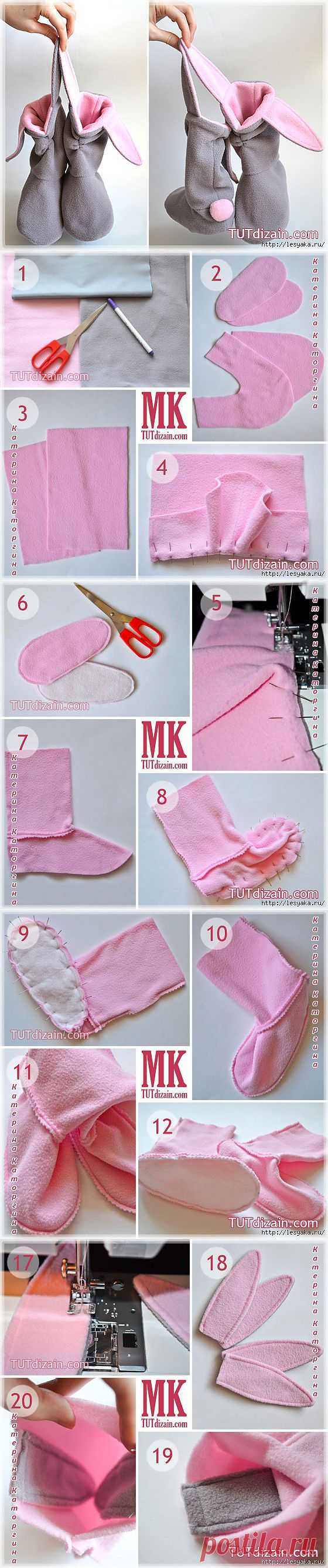 Прикольные сапожки-зайчики своими руками.