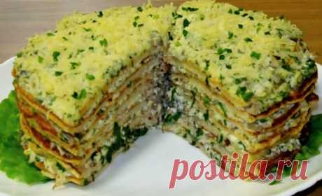 Вкусный торт из фарша, сыра, маринованных грибов, зелени - Калейдоскоп событий