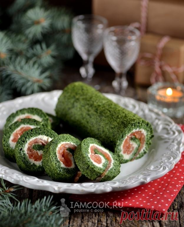 Шпинатный рулет с лососем и сливочным сыром — рецепт с фото пошагово