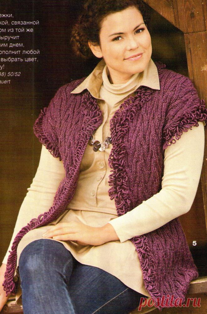 ЖИЛЕТ С &#171;МЕХОВОЙ&#187; ОПУШКОЙ | ВЯЗАНЫЙ УЮТ