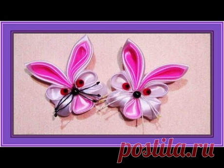 Зверюшки для детей своими руками.Поделки для детей.Поделка зайчик из лент.