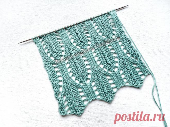 Классический узор с листьями для вязания ажурных изделий | Вязание спицами CozyHands | Дзен