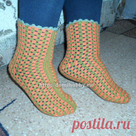 Вязание носков крючком для дома