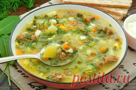 Зеленый борщ с щавелем и яйцом - рецепт с фото