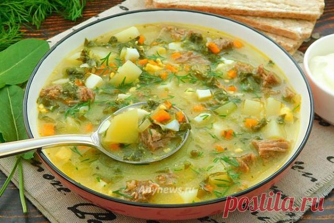 Зеленый борщ с щавелем и яйцом - рецепт с фото